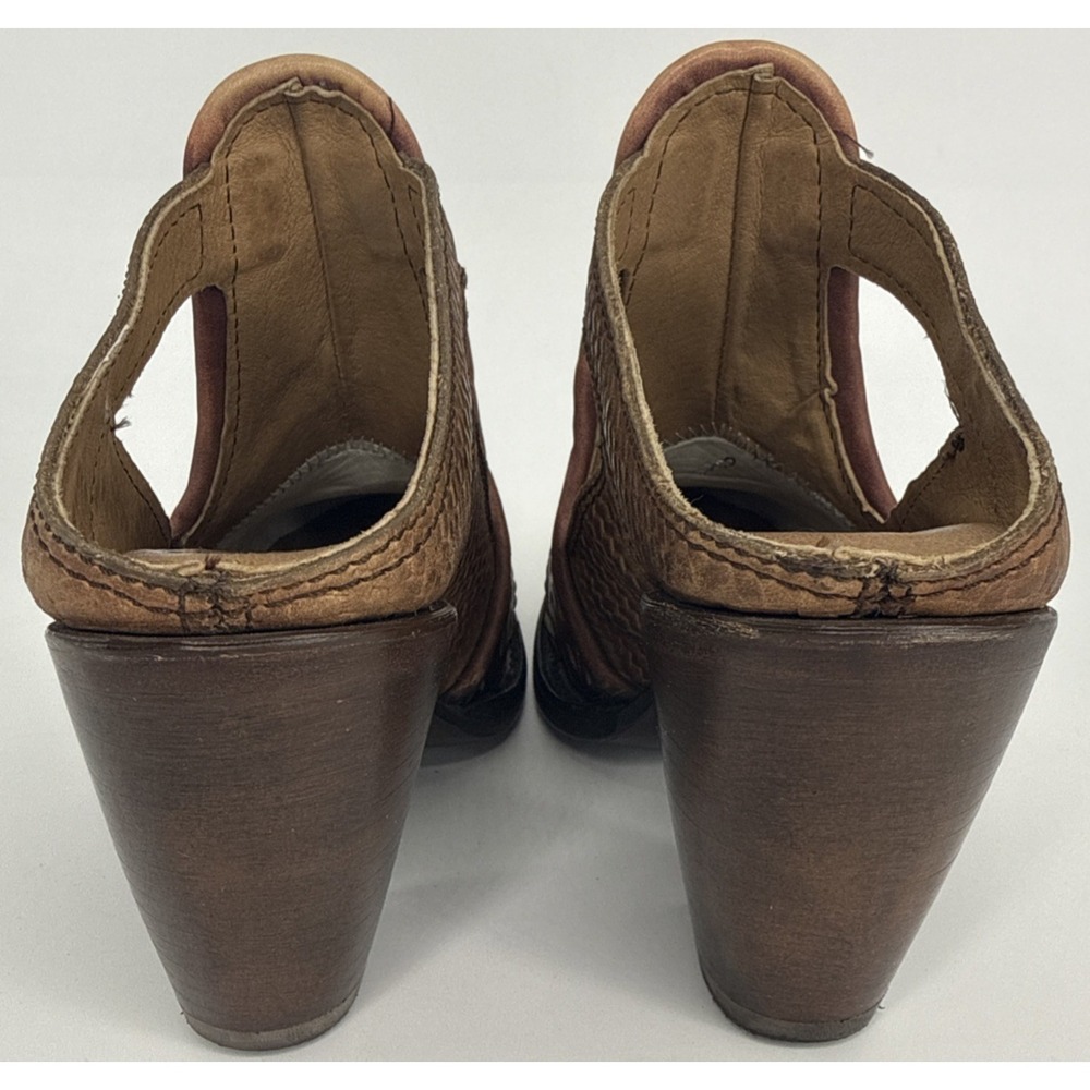 Corral Mule Heels Women 6M Brown Tooled Leather Western Slip On - Picture 6 of 12